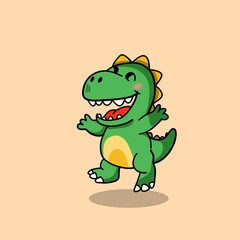 Vector Ilustration of Cute Little Dinosaur