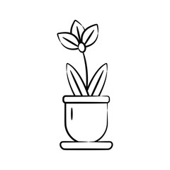 Easy to edit hand drawn icon of orchid pot