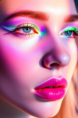 Close-up Makeup Artistry with Neon Colors