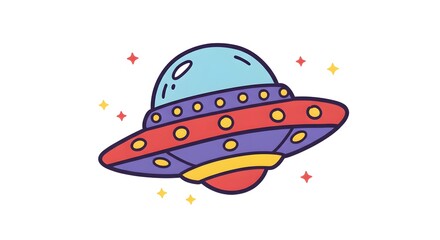 Cute Cartoon UFO Flying Saucer Illustration