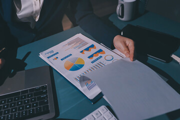Expert woman asian female people review data number costing managerial account prepare monthly...