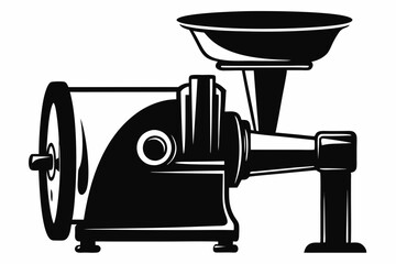 meat grinder silhouette line art vector illustration with a white background