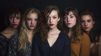 Obraz premium Close-up portrait of a group of young women.