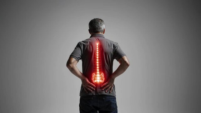 Man holding painful lower and upper back