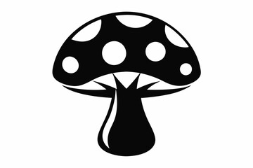 mushroom silhouette line art vector illustration with a white background
