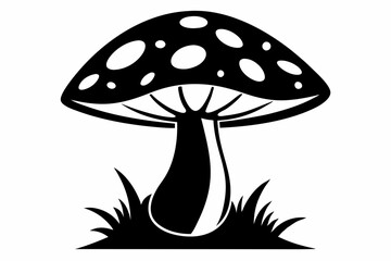 mushroom silhouette line art vector illustration with a white background