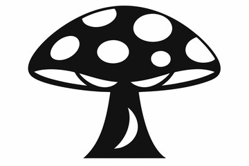 mushroom silhouette line art vector illustration with a white background