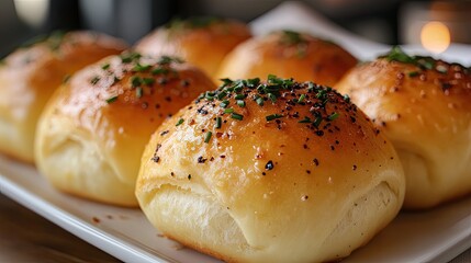 Crispy Savory Rolls with Chive Garnish on White Plate