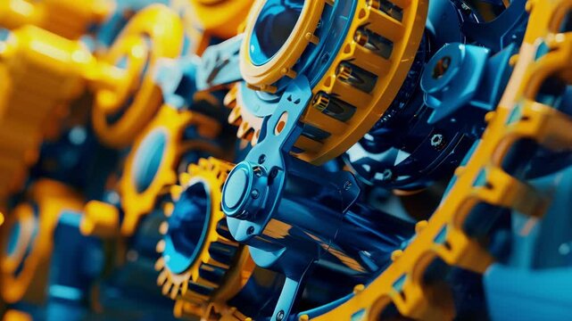 A modern, website, mechanism, accent vibrant blue and yellow,  Generative AI Videos.