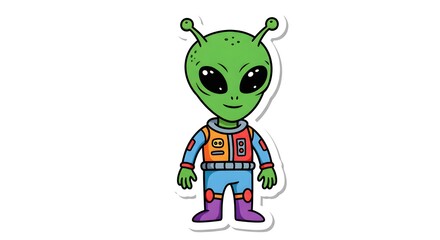 Cartoon Green Alien Illustration