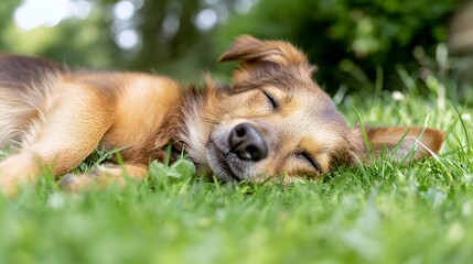 Dog Relaxing in Grass