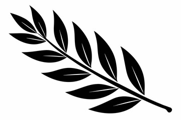 olive leaf silhouette line art vector illustration with a white background