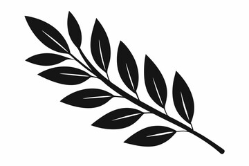 olive leaf silhouette line art vector illustration with a white background