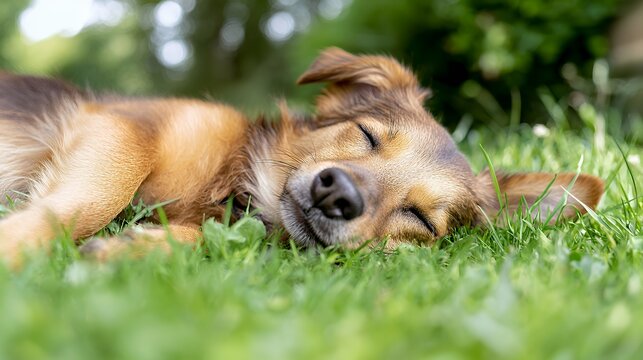 Dog Relaxing in Grass