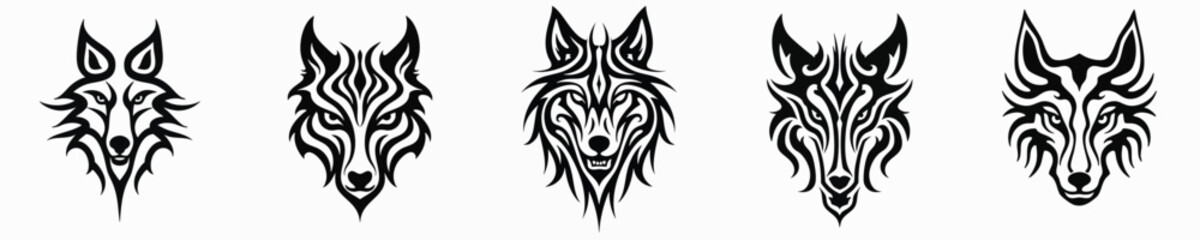 illustration vector graphic of tribal art wolf tattoo