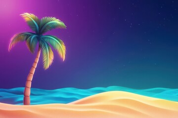 Relaxing sunset over tropical beach exotic island digital art serene environment aerial view escape and tranquility