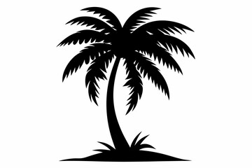 palm tree silhouette line art vector illustration with a white background