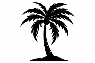 palm tree silhouette line art vector illustration with a white background
