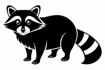 racoon silhouette line art vector illustration with a white background