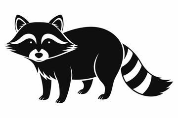 racoon silhouette line art vector illustration with a white background
