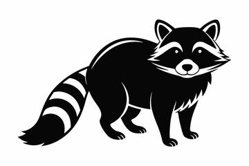 racoon silhouette line art vector illustration with a white background