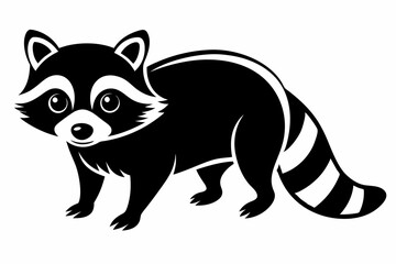 racoon silhouette line art vector illustration with a white background