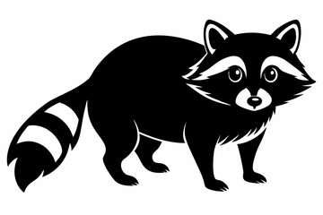 racoon silhouette line art vector illustration with a white background