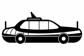 Obraz premium raft car silhouette line art vector illustration with a white background