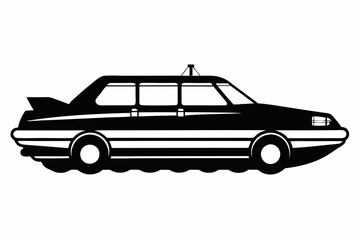 Naklejka premium raft car silhouette line art vector illustration with a white background