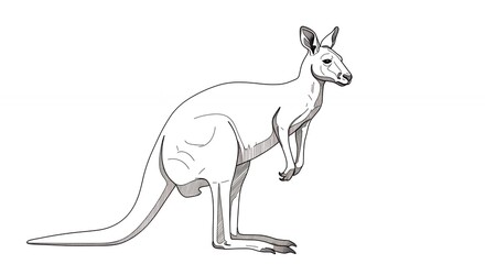 Fototapeta premium Line drawing kangaroo illustration