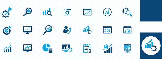 Analysis icon set . Capital, diversified, investor, fund, divide, gain, analyzing, portfolio, fluidity, earn and best solid icon set.