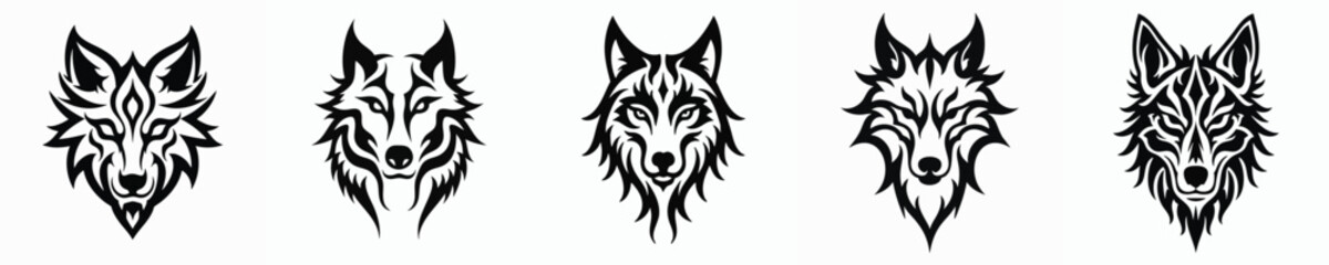 illustration vector graphic of tribal art wolf tattoo