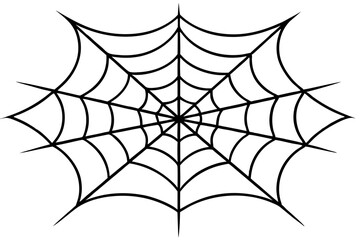spider web silhouette line art vector illustration with a white background