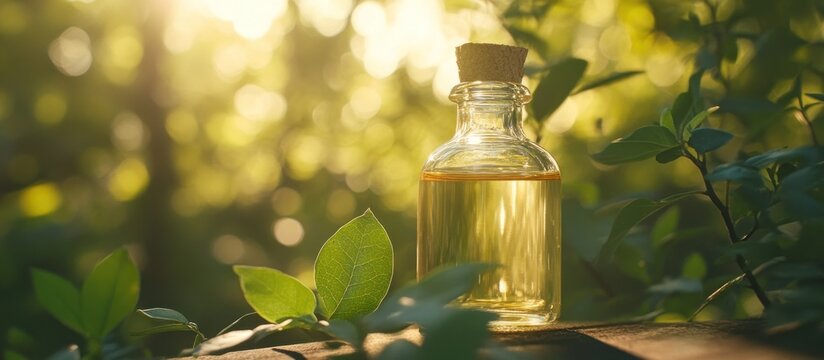 Essential Oils: Nature's Golden Elixir in a Serene Forest Setting