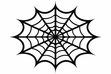spider web silhouette line art vector illustration with a white background