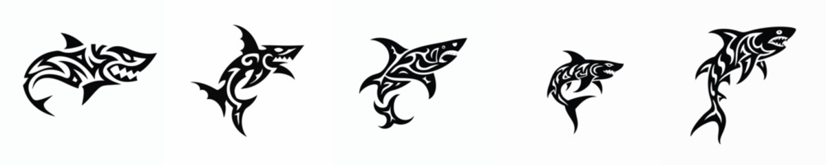 illustration vector graphic of tribal art shark tattoo