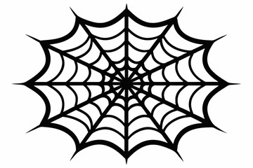 spider web silhouette line art vector illustration with a white background