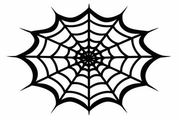 spider web silhouette line art vector illustration with a white background