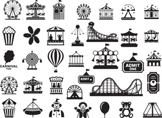 Carnival Icons Silhouette Vector Collection