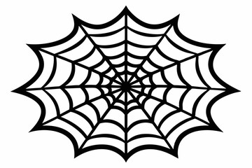 spider web silhouette line art vector illustration with a white background