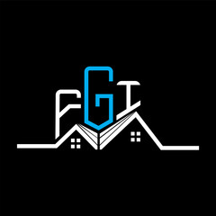 FGI Real State logo design, FGI simple and modern logo. FGI luxurious alphabet design