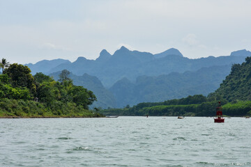Tropical landscape along the Son River near Phong Nha, Vietnam