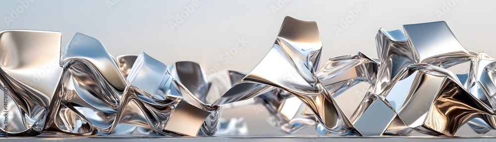 Poster Abstract metallic forms in a dynamic composition.