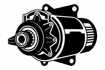 starter motor silhouette line art vector illustration with a white background