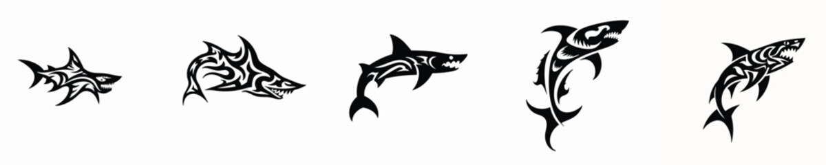 illustration vector graphic of tribal art shark tattoo