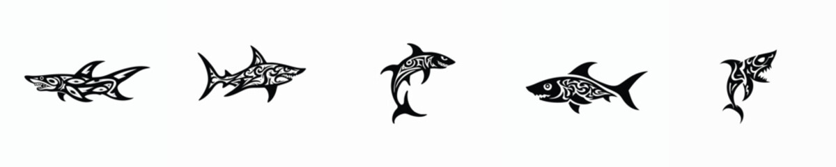 illustration vector graphic of tribal art shark tattoo