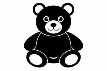 Obraz premium teddy bear silhouette line art vector illustration with a white background