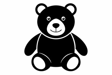 teddy bear silhouette line art vector illustration with a white background