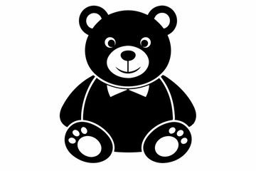 teddy bear silhouette line art vector illustration with a white background