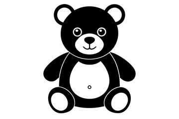 teddy bear silhouette line art vector illustration with a white background